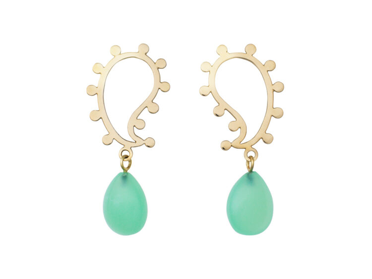 Afbeelding van 18 karaat gouden oorhangers met Chrysopraas